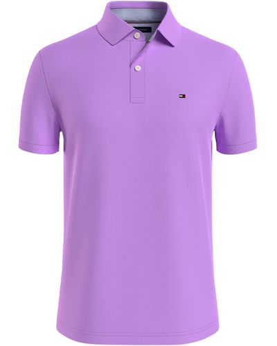 Tommy Hilfiger Short Sleeve Cotton Pique Polo Shirt In Regular Fit - Purple