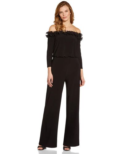 Adrianna Papell Off-the-shoulder Ruffle Jumpsuit - Black