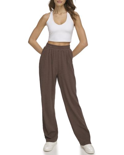 DKNY Performance Trouser Tech Slub Relaxed Fit - Brown