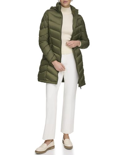 Calvin Klein Light-weight Hooded Puffer Jacket - Green