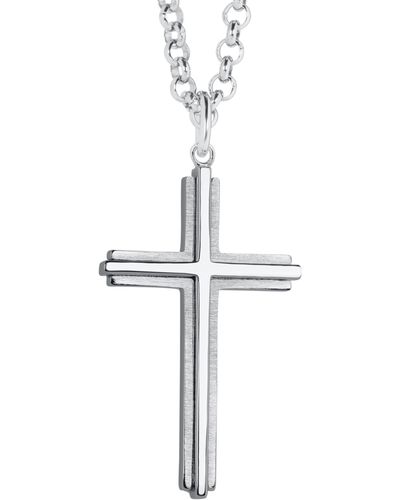 Amazon Essentials S Embossed Satin And Polished Cross Pendant Necklace - White