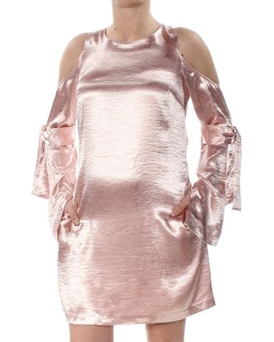 Rachel Roy Longsleeve Cold Shoulder Satin Dress - Pink