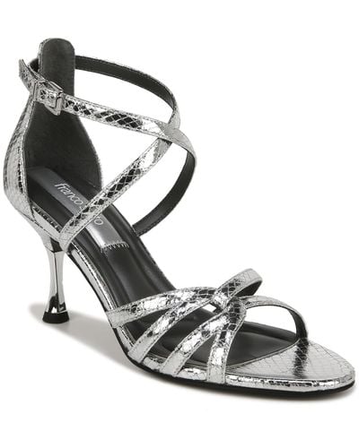 Franco Sarto S Rika Strappy Heeled Dress Sandals Silver Metallic Snake 11 M