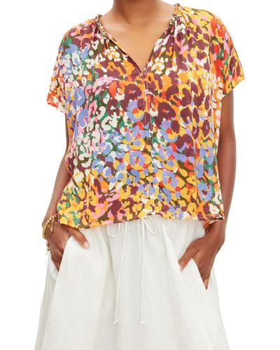 Velvet By Graham & Spencer Trixy Printed Viscose Blouse - Multicolor