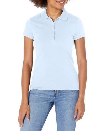 Izod Womens Short Sleeve Interlock School Uniform Polo Shirt - Blue