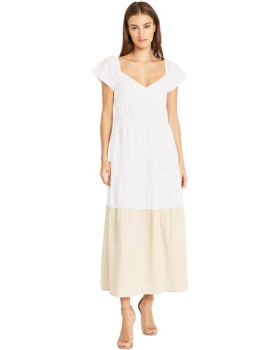 Donna Morgan Colorblock Midi Tiered Trapeze Dress - White