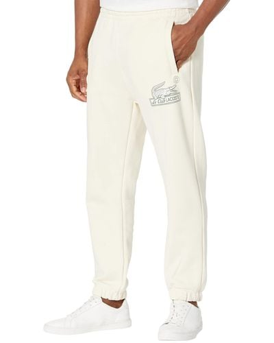 Lacoste Relaxed Fit Track Pants With Adjustable Waist - Natural