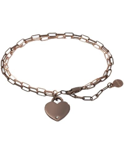 ALEX AND ANI Aa735723srtt,heart Double Paperclip Chain Bracelet,two Tone,multi - Brown