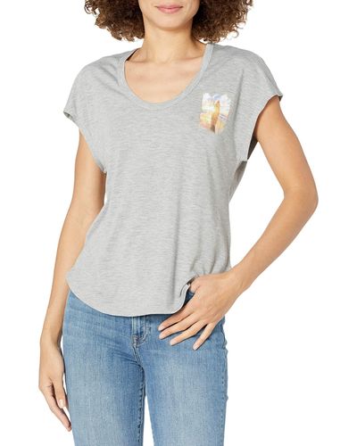 Jessica Simpson Plus Size Asher Flutter Sleeve Graphic Knit T-shirt - Gray