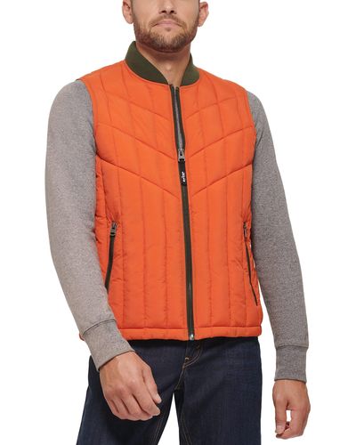 Levi's Quilted Utility Vest With Contrast Detailing - Orange