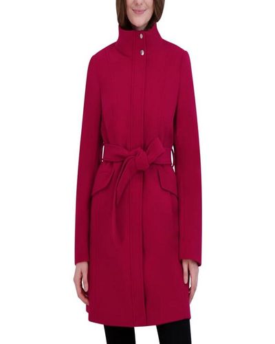 Laundry by Shelli Segal Belted Faux Wool Jacket - Red