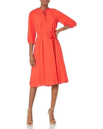 Nanette Lepore Pleated Dress With Tie String - Red