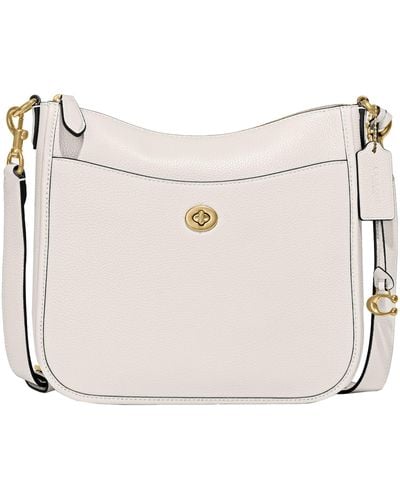 COACH Polished Pebble Leather Chaise Crossbody - Natural