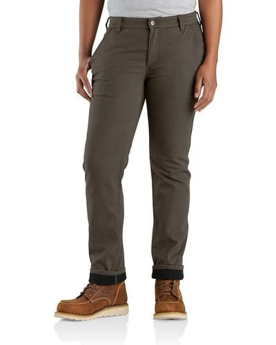 Carhartt Rugged Flex Relaxed Fit Canvas Fleece Lined Work Pant - Brown