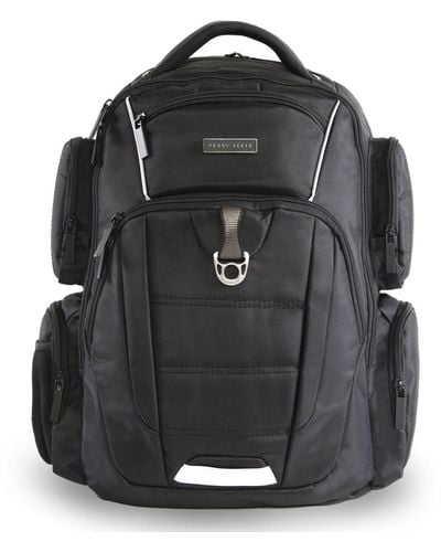 Perry Ellis 9-pocket Business Professional Laptop Backpack-p350 - Black