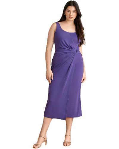 Anne Klein Fitted Square Neck Midi With Shirred O - Purple