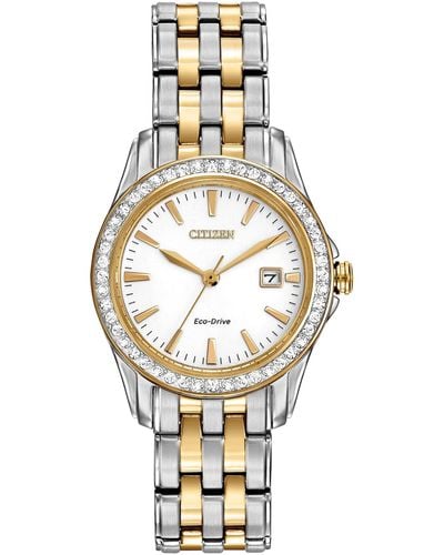Citizen Eco-drive Dress Classic Crystal Watch In Two-tone Stainless Steel - Metallic