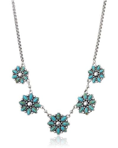 Lucky Brand Turquoise Set Stone Collar Necklace - Blue