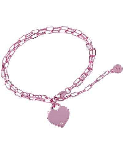 ALEX AND ANI Aa784523sp,heart Double Paperclip Chain Bracelet,shiny Pink,pink