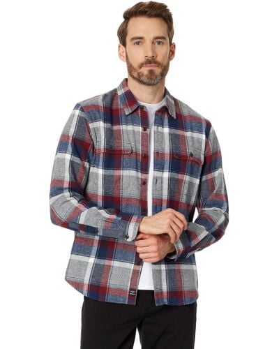 Lucky Brand Plaid Workwear Long Sleeve Flannel Top - Blue