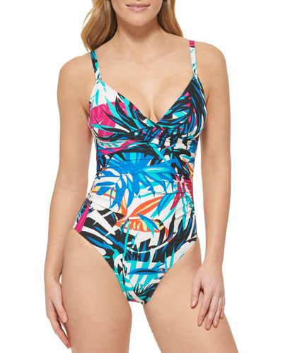 Calvin Klein Standard One Piece Swimsuit With Tummy Control - Blue