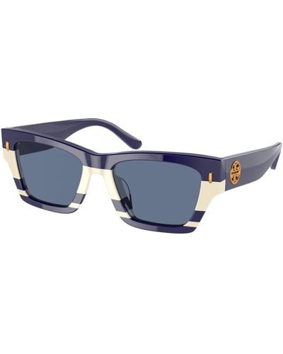 Tory Burch Ty7169u Universal Fit Rectangular Sunglasses - Black