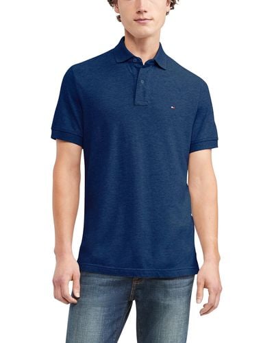 Tommy Hilfiger Mens Short Sleeve Cotton Pique In Classic Fit Polo Shirt - Blue