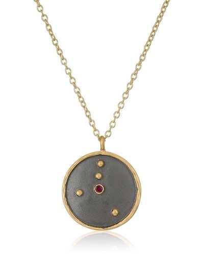 Satya Jewelry Zodiac 18k Yellow Gold Plated Ruby Cancer Constellation Necklace - Red