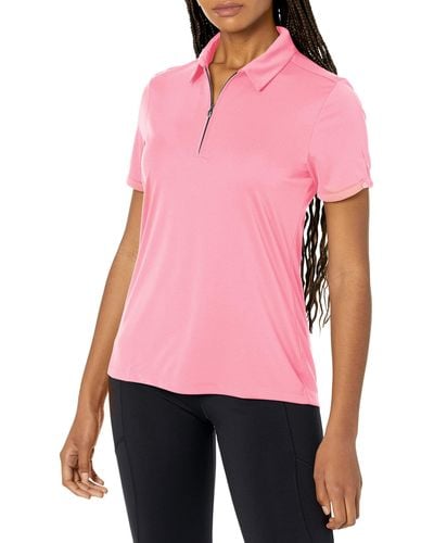 Greg Norman Collection Ml75 S/s Zip Polo - Pink