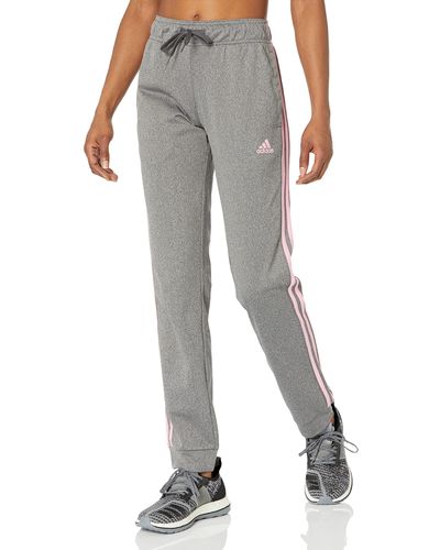adidas Womens Warm-up Tricot Regular Tapered 3-stripes Track Pants - Gray