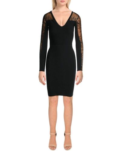 French Connection Viven Bodycon Semi Sheer Stretch Dress - Black