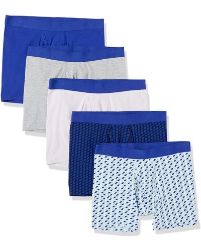 Amazon Essentials Cotton Jersey Boxer Brief - Blue