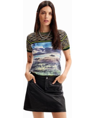 Desigual Knit Landscape T-shirt - Black
