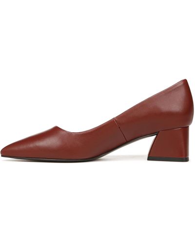 Franco Sarto S Racer Pointed Toe Block Heel Pump Claret Red Leather 7 M - Brown