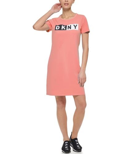 DKNY Essential Logo T-shirt Dress - Pink