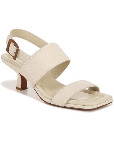 Vince S Cira Slingback Square Toe Sandals Moonlight White Leather 10 M - Metallic