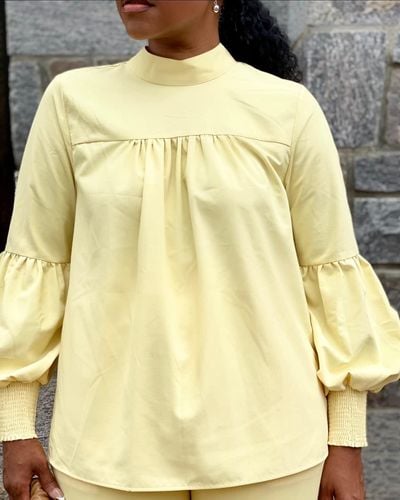 The Drop Butter Bishop Sleeve Blouse By @bosslady_life_style - Yellow