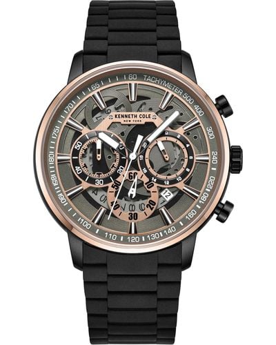 Kenneth Cole 44mm Chronograph Watch With Anti-glare Dial - Metallic