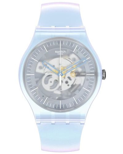 Swatch Casual Blue Plastic Quartz Watch Flowerscreen