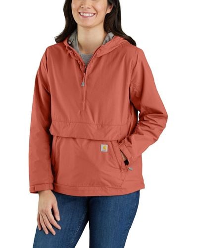 Carhartt Plus Size Rain Defender Loose Fit Lightweight Packable Anorak - Red