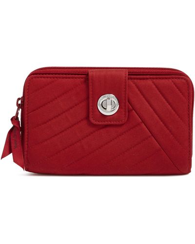 Vera Bradley Cotton Turnlock Wallet With Rfid Protection - Red