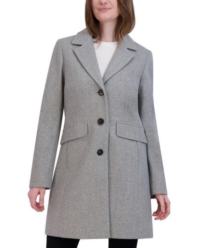 Laundry by Shelli Segal Faux Wool Coat With Notch Collar - Gray
