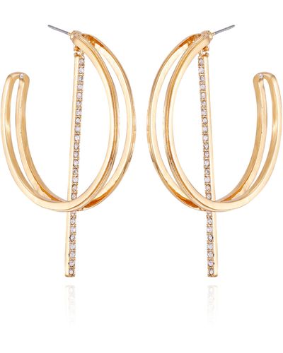 Guess Goldtone Open C-hoop Earrings - Metallic
