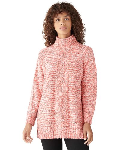 Lucky Brand Long Sleeve Turtleneck Cable Sweater Tunic - Pink