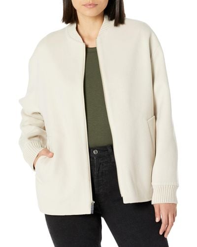 Theory Womens Os Zip Bomber.luxe N Jacket - Natural