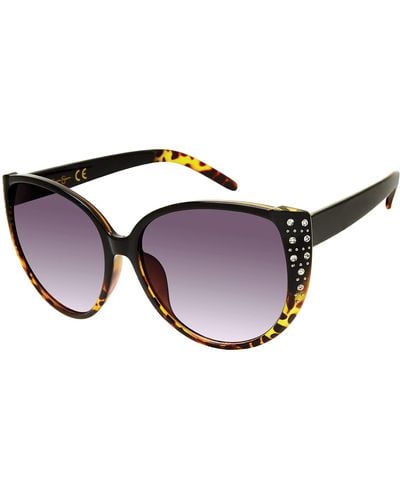 Jessica Simpson Womens J5837 Ombre Crystal Uv Protective S Cat Eye Sunglasses Glam Gifts For 58 Mm - Black