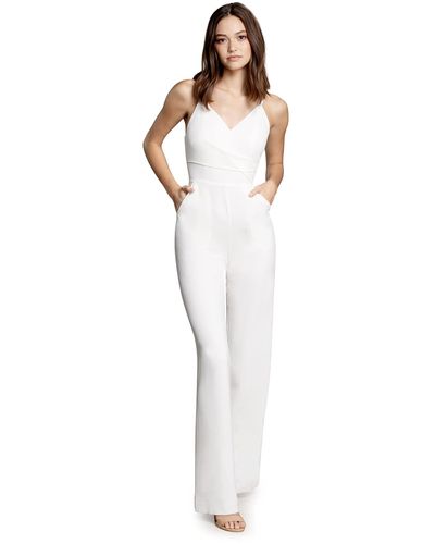 Dress the Population S Braxton Fit And Flare Midi Jumpsuit - White