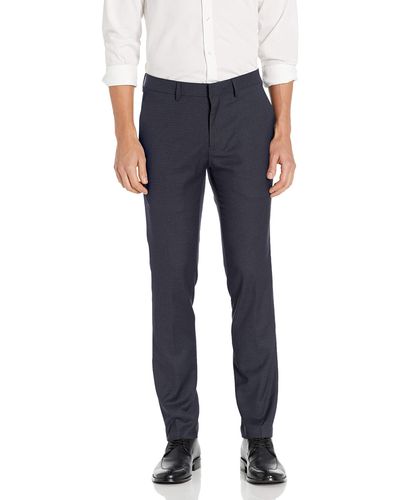 Kenneth Cole Reaction Stretch Micro Check Houndstooth Skinny Dress Pant - Blue