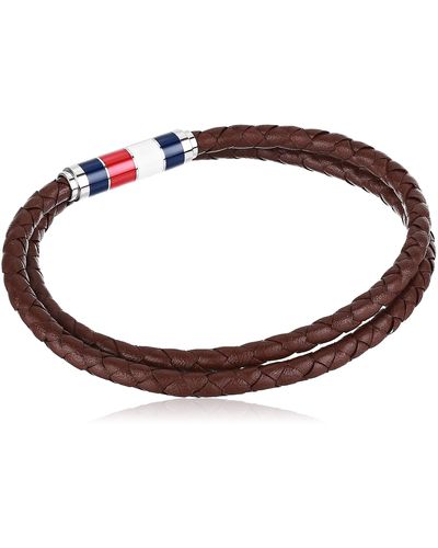 Tommy Hilfiger Jewelry Leather Double Wrap Bracelet - Brown