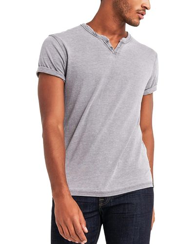Lucky Brand Venice Burnout Notch Short Sleeves T-shirt - Gray